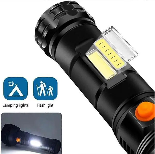 Alt view image 4 of 5 - Ecocleanpath 300W Super Bright Rechargeable LED Flashlight, 500 Lumens Zoomable Waterproof Handheld Light for Camping & Emergency