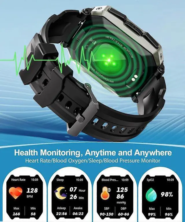 Alt view image 5 of 5 - Ecocleanpath Smart Watch for Men: Bluetooth Calls, 100+ Sports Modes, IP68 Waterproof, 80-Day Battery, Health Monitor