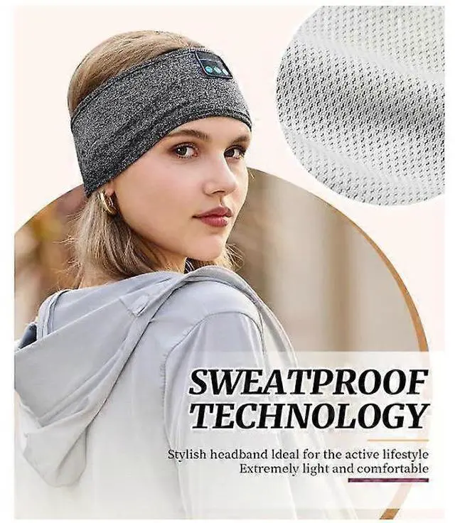 Alt view image 2 of 5 - Wireless Sleep Headphones Headband, Bluetooth 5.2 Sports Headphones with Ultra-Thin Speakers for Side Sleepers, Gray