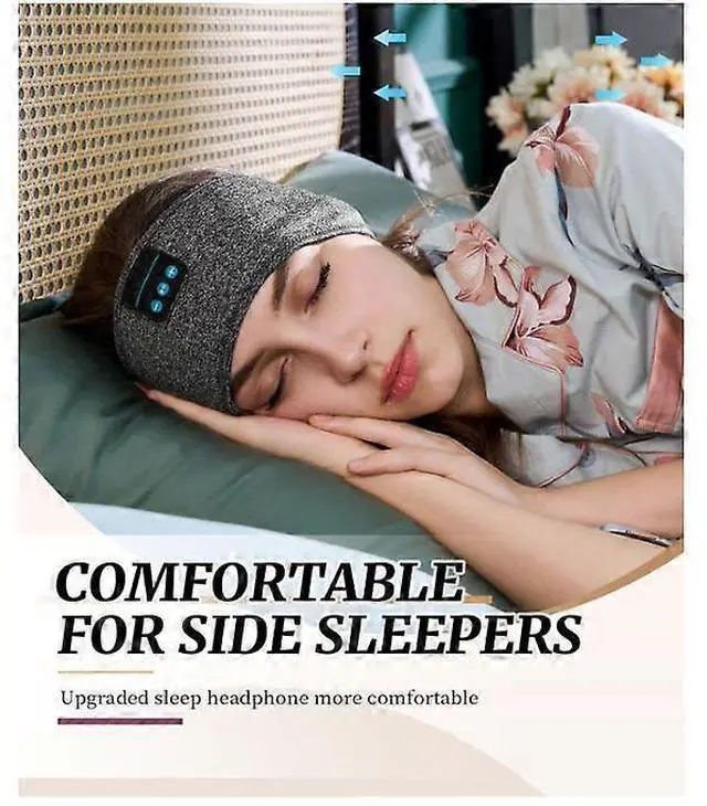Alt view image 3 of 5 - Wireless Sleep Headphones Headband, Bluetooth 5.2 Sports Headphones with Ultra-Thin Speakers for Side Sleepers, Gray