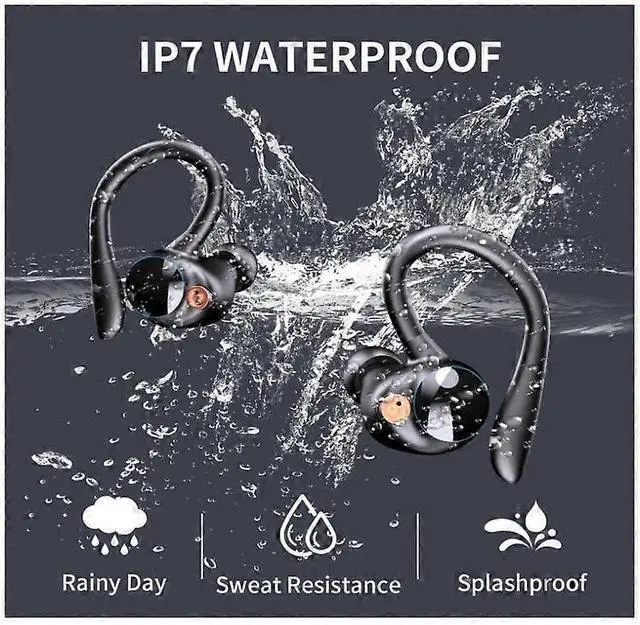 Alt view image 3 of 5 - Bluetooth 5.3 Wireless Earbuds, 120H Playtime, IPX7 Waterproof Sport Earhooks with LED Display (Black)