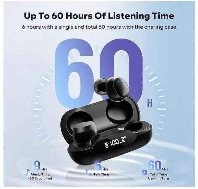 Alt view image 3 of 5 - Wireless Bone Conduction Earbuds, Bluetooth 5.3 IPX5 Waterproof, 60H Playtime with Wireless Charging Case