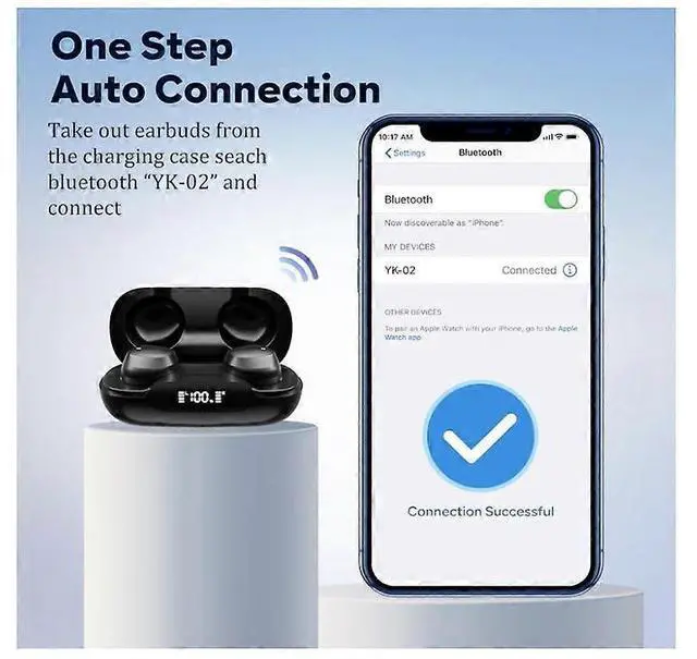 Alt view image 4 of 5 - Wireless Bone Conduction Earbuds, Bluetooth 5.3 IPX5 Waterproof, 60H Playtime with Wireless Charging Case