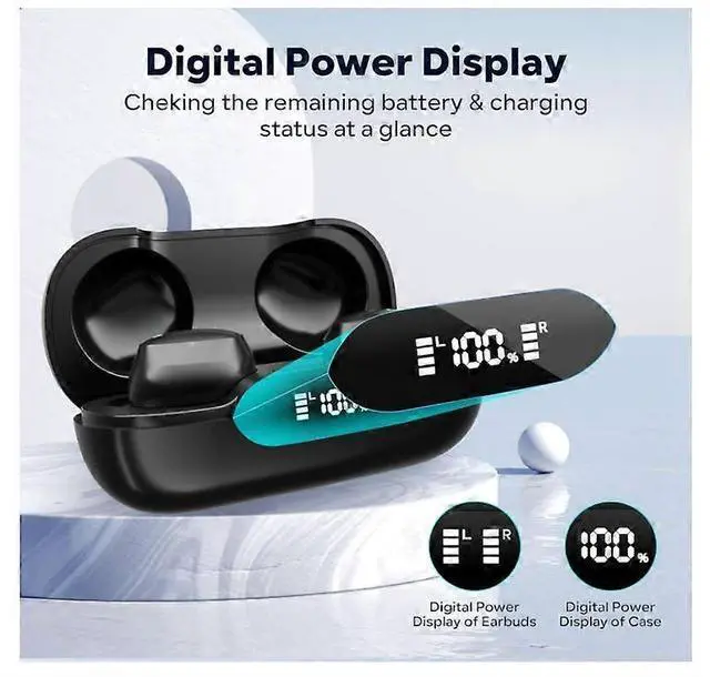 Alt view image 5 of 5 - Wireless Bone Conduction Earbuds, Bluetooth 5.3 IPX5 Waterproof, 60H Playtime with Wireless Charging Case