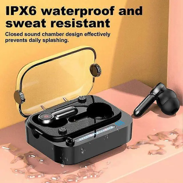 Alt view image 3 of 5 - Bluetooth 5.3 Wireless Earbuds with LED Ambient Light, IPX6 Waterproof, 36H Playtime (Black)