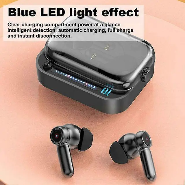 Alt view image 5 of 5 - Bluetooth 5.3 Wireless Earbuds with LED Ambient Light, IPX6 Waterproof, 36H Playtime (Black)