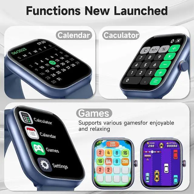 Alt view image 5 of 5 - Ecocleanpath Smart Watch with Alexa, 1.91" HD Screen, IP68 Waterproof, Heart Rate & Sleep Tracker, Blue