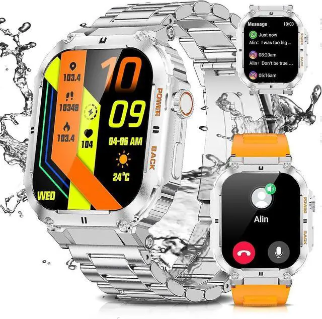 Main image of Ecocleanpath 1.96'' Smart Watch with Bluetooth Calls, 100+ Sports Modes, Heart Rate/SpO2/BP Monitor, 5ATM Waterproof