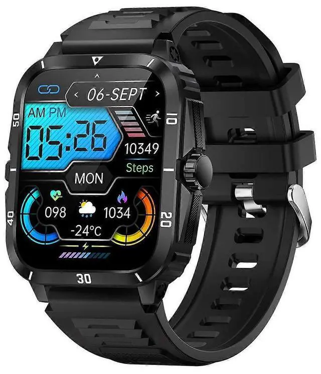 Main image of Ecocleanpath Military Smart Watch for Men: 1.96" HD Screen, 3ATM Waterproof, Heart Rate Monitor, 100+ Sports Modes, Call Function (Black)