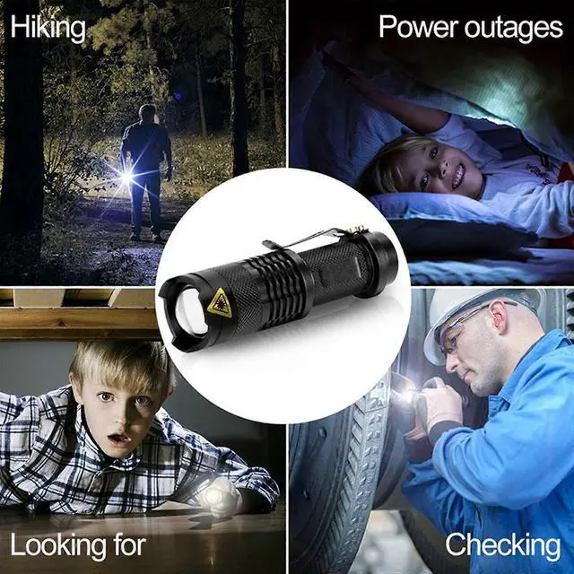 Alt view image 5 of 5 - Ecocleanpath 2-Pack Mini LED Flashlight, 350 Lumens Super Bright, 3 Modes Zoomable AA Torch for Camping Fishing Outdoor