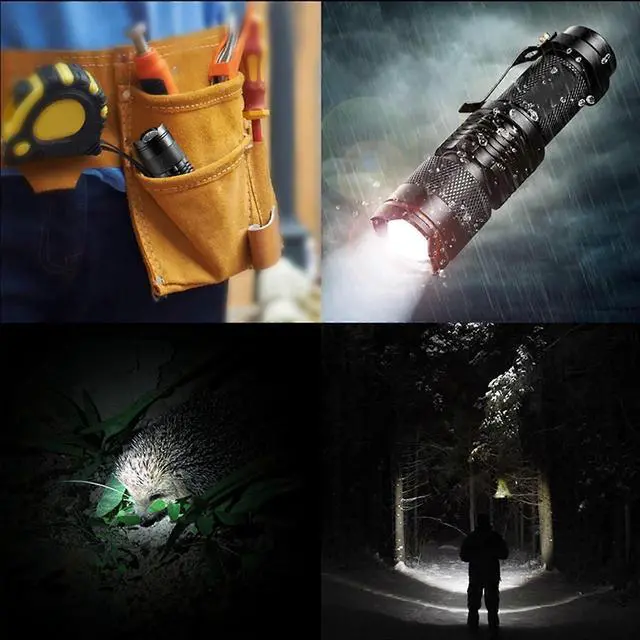 Alt view image 3 of 5 - Ecocleanpath 2-Pack Mini LED Flashlight, 350 Lumens Super Bright, 3 Modes Zoomable AA Torch for Camping Fishing Outdoor