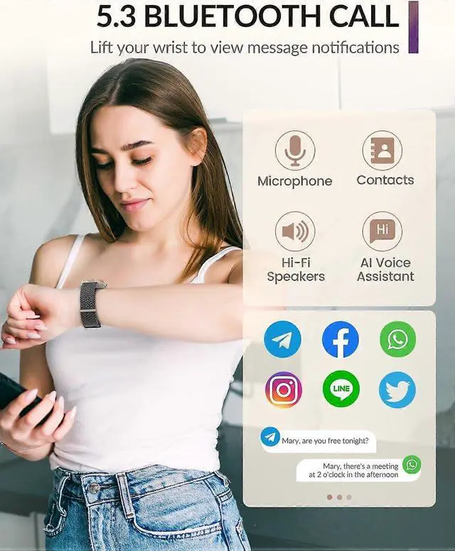 Alt view image 4 of 5 - Ecocleanpath Smart Watch for Women, 1.39" AMOLED Fitness Tracker with Blood Pressure, Heart Rate, Sleep Monitor, IP68 Waterproof