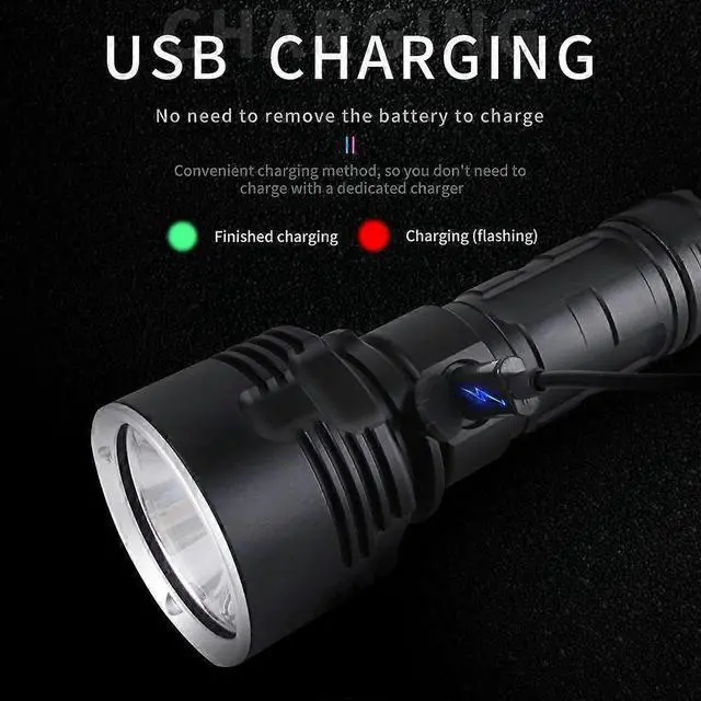 Alt view image 3 of 5 - Ecocleanpath 5000 Lumen Rechargeable LED Tactical Flashlight, Super Bright USB Torch for Camping & Emergency
