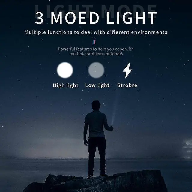 Alt view image 4 of 5 - Ecocleanpath 5000 Lumen Rechargeable LED Tactical Flashlight, Super Bright USB Torch for Camping & Emergency