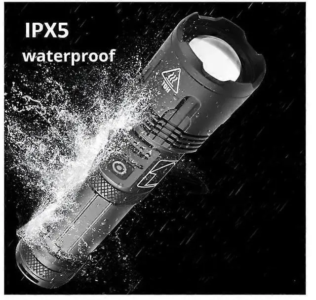 Alt view image 5 of 5 - Ecocleanpath Super Bright XHP70 LED Flashlight, 20000 Lumen USB Rechargeable, 5 Modes Zoomable Waterproof Tactical Light (Black)