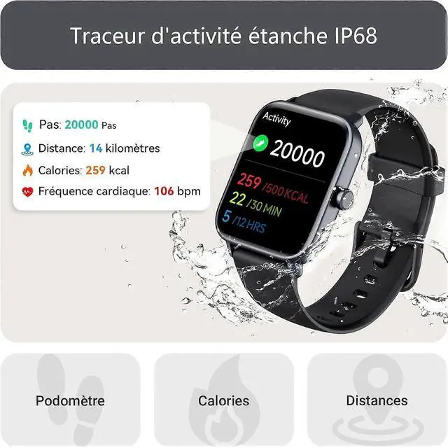 Alt view image 4 of 5 - Ecocleanpath 1.8" Smart Watch for Women, Bluetooth Call, Alexa, IP68 Waterproof, 100 Sports Modes, Health Monitor (Silver)