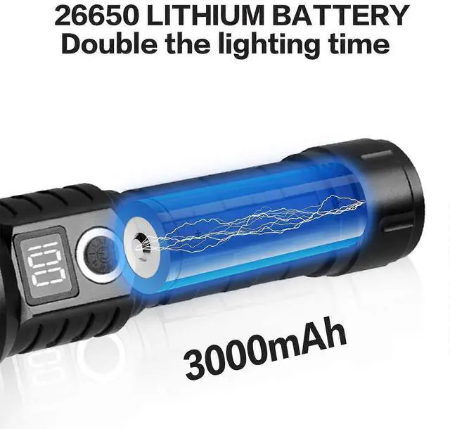Alt view image 2 of 5 - Ecocleanpath Rechargeable Tactical Flashlight, 5 Modes Super Bright LED, IPX7 Waterproof & Power Bank Function