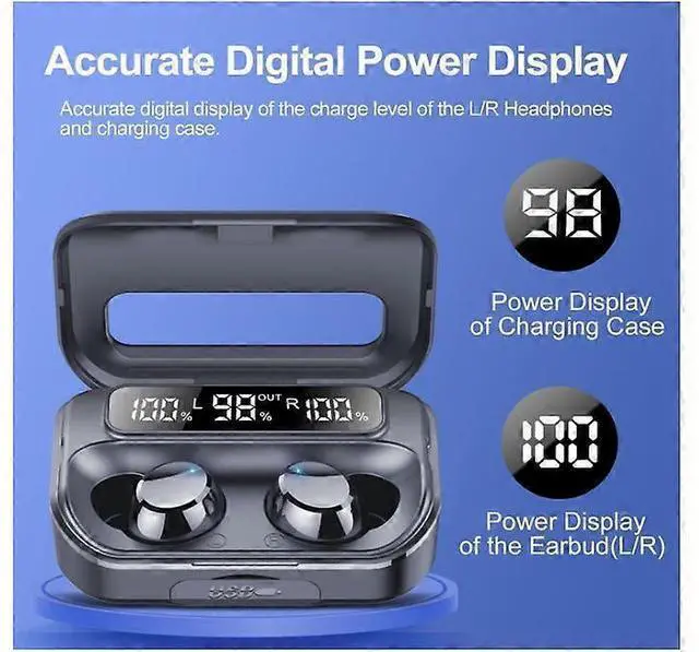 Alt view image 4 of 5 - Wireless Bluetooth Earbuds 5.3, 128H Playtime, ENC Noise Cancelling Mic, LED Display, IPX7 Waterproof (Black)