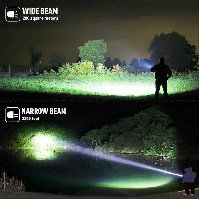 Alt view image 5 of 5 - Ecocleanpath 990,000 Lumen Rechargeable LED Flashlight, USB-C Fast Charge, 5 Modes, Waterproof, 3280ft Beam