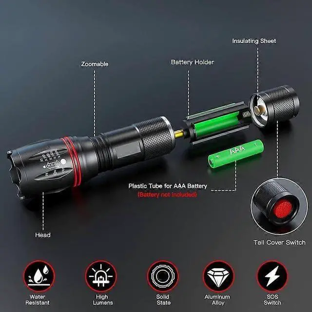 Alt view image 5 of 5 - Ecocleanpath A100 LED Flashlight 2-Pack, 1000 Lumens, 5 Modes, Zoomable, Waterproof Tactical Light for Emergency