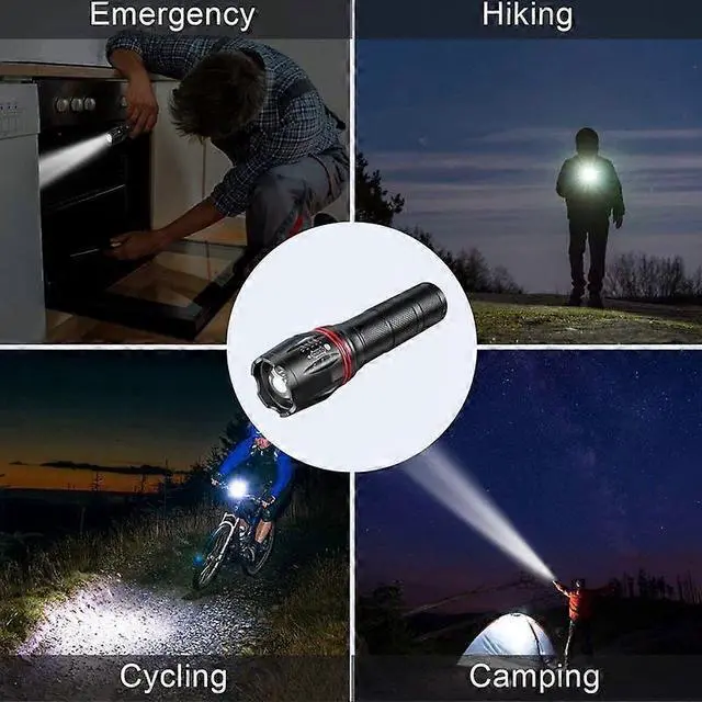 Alt view image 4 of 5 - Ecocleanpath A100 LED Flashlight 2-Pack, 1000 Lumens, 5 Modes, Zoomable, Waterproof Tactical Light for Emergency