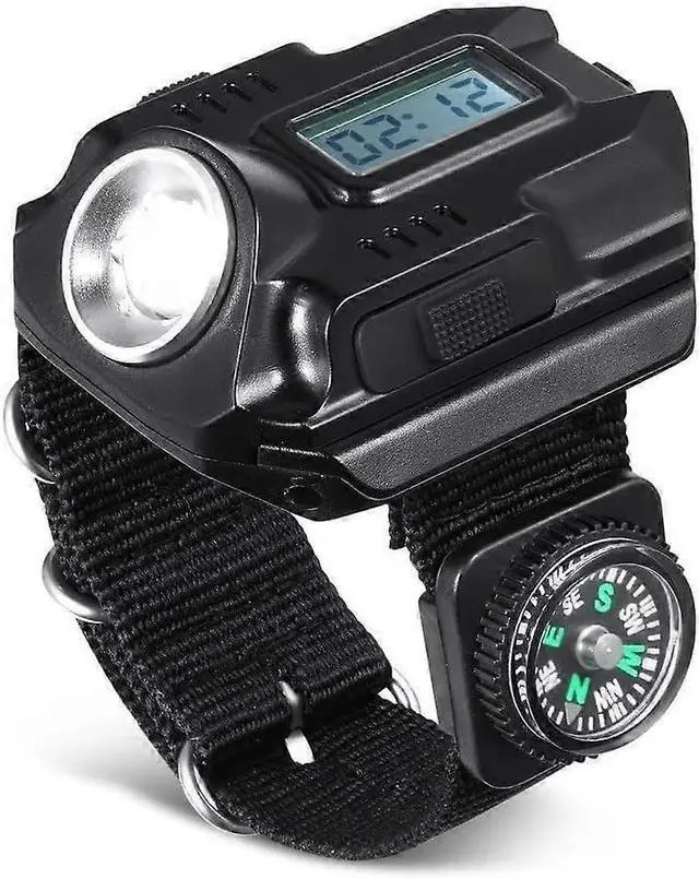 Main image of Ecocleanpath Rechargeable LED Tactical Wrist Light with Compass & Time - Portable Flashlight for Running, Biking, Hiking