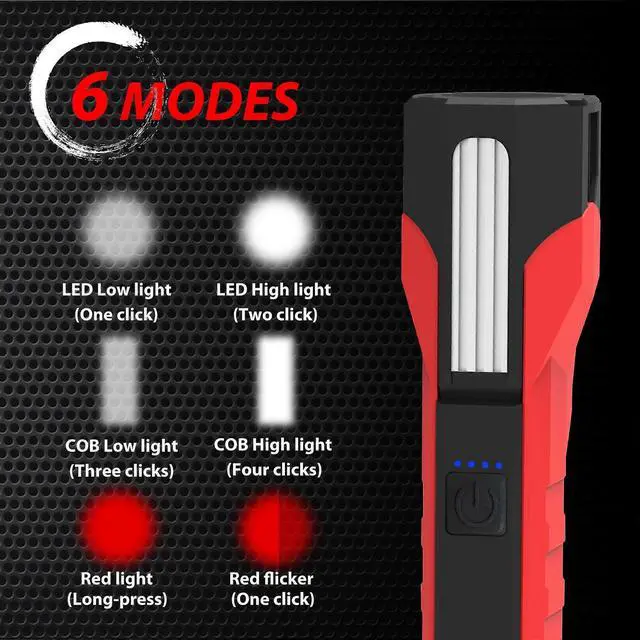 Alt view image 3 of 5 - Ecocleanpath 1000 Lumen Rechargeable LED Flashlight with Magnetic Base, 180° Rotating Head, 6 Modes, Waterproof for Outdoor Work
