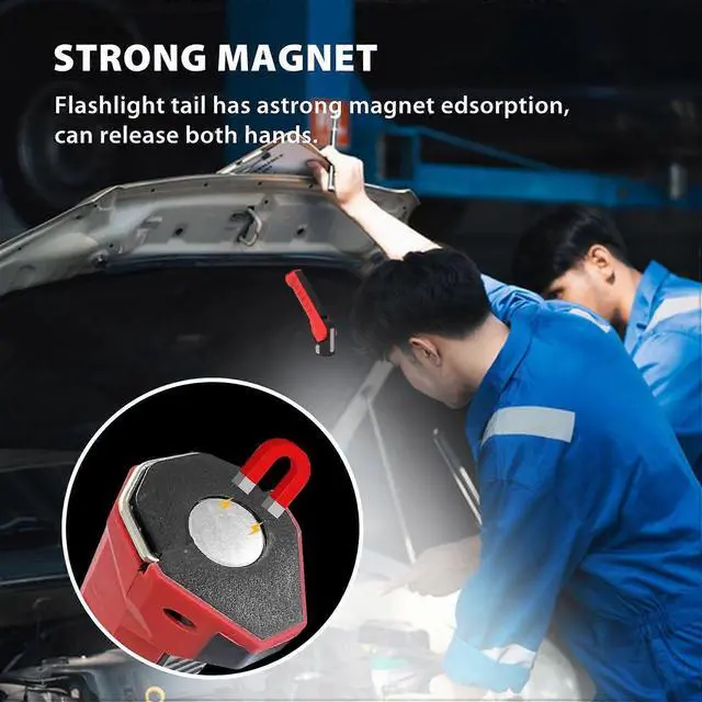 Alt view image 5 of 5 - Ecocleanpath 1000 Lumen Rechargeable LED Flashlight with Magnetic Base, 180° Rotating Head, 6 Modes, Waterproof for Outdoor Work