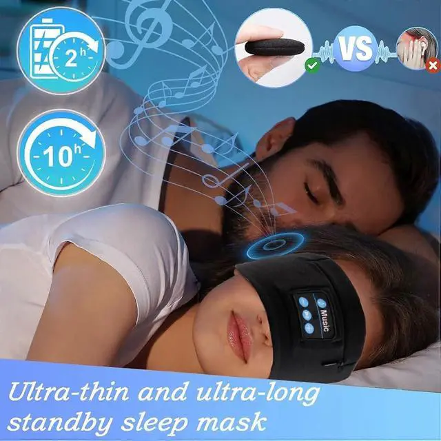 Alt view image 5 of 5 - Bluetooth 3-in-1 Sleep Headband: Adjustable, Breathable for Exercise, Insomnia & Side-Lying (Black)