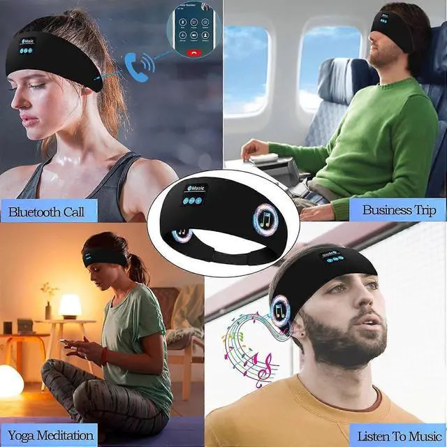 Alt view image 4 of 5 - Bluetooth 3-in-1 Sleep Headband: Adjustable, Breathable for Exercise, Insomnia & Side-Lying (Black)