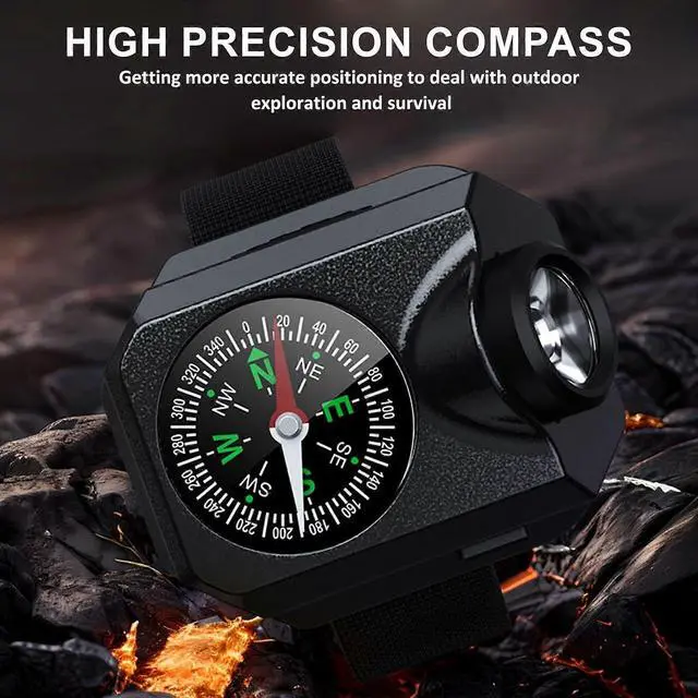 Alt view image 3 of 5 - Ecocleanpath 1000 Lumen Rechargeable Wrist Flashlight, 5 Modes LED Running Light with Compass, Waterproof for Running Biking Hiking