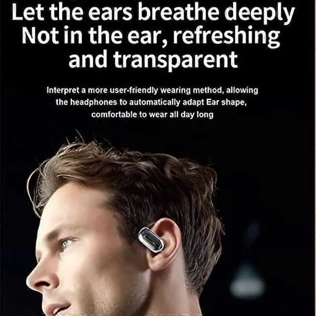 Alt view image 5 of 5 - White Earhook Bluetooth Headphones with LED Display, Noise Cancelling Mic for Sports/Running