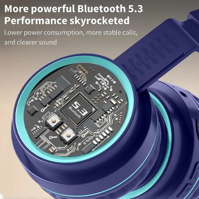 Alt view image 2 of 4 - Bluetooth 5.3 Wireless Headphones with Active Noise Cancelling, High Fidelity Sound for Gaming & Work (Blue)