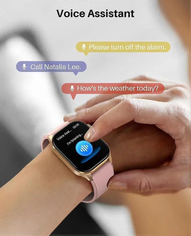 Alt view image 5 of 5 - Ecocleanpath Smart Watch 2.04" AMOLED, True Blood Oxygen Monitor, 136 Sports Modes, IP68 Waterproof, Rose Gold