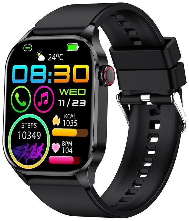 Main image of Ecocleanpath Smart Watch 2.04" AMOLED, True Blood Oxygen Monitor, IP68 Waterproof, 7-Day Battery, Black