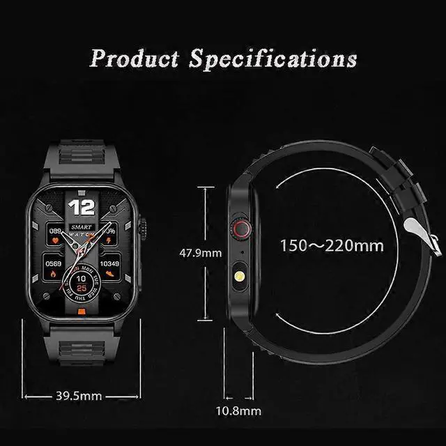 Alt view image 2 of 5 - Ecocleanpath Smartwatch with Bluetooth Calling, 100+ Sport Modes, Health Monitor, 2.01" HD Touch Screen (Khaki)