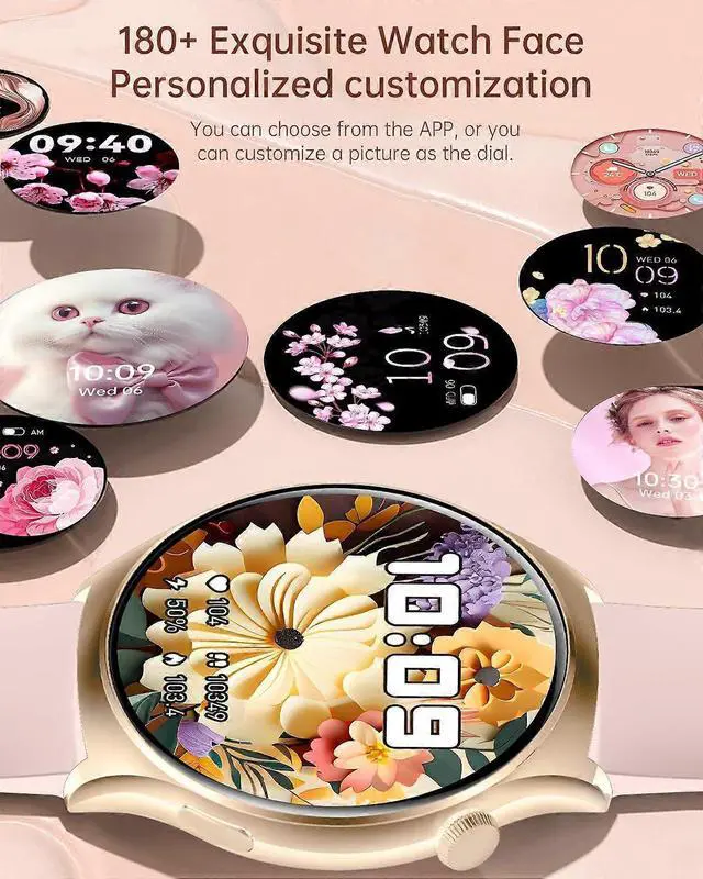 Alt view image 3 of 5 - Ecocleanpath Women's Smart Watch with AMOLED Display, Bluetooth Calls, 100+ Sports Modes, Heart Rate Monitor