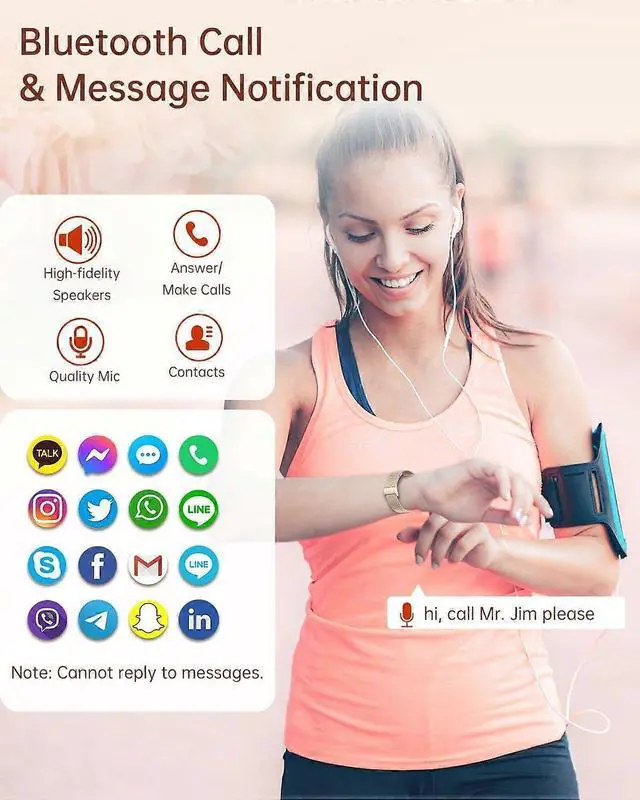 Alt view image 4 of 5 - Ecocleanpath Women's Smart Watch with AMOLED Display, Bluetooth Calls, 100+ Sports Modes, Heart Rate Monitor