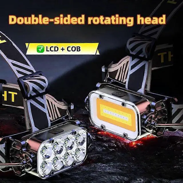 Alt view image 3 of 5 - Ecocleanpath Rechargeable 15000LM Headlamp with 270° Rotating LED+COB, 11 Modes, Red Light, IPX5 Waterproof