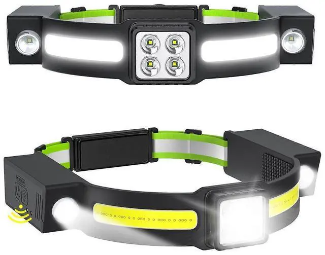 Main image of Ecocleanpath Rechargeable LED Headlamp with Motion Sensor, White/Red Light, Water Resistant for Outdoor Use