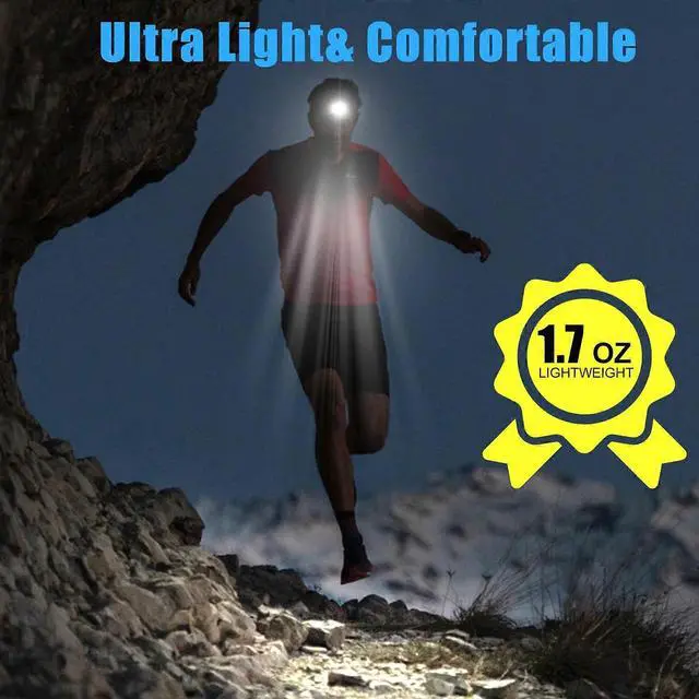 Alt view image 3 of 5 - Ecocleanpath 1500lm Rechargeable LED Headlamp with LCD Display, Motion Sensor, 3 Colors, IPX6 Waterproof - 1.7oz Lightweight