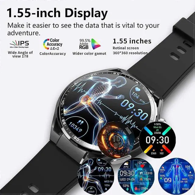 Alt view image 2 of 5 - Ecocleanpath Smart Watch Fitness Tracker for Men & Women, 1.55" HD, 140+ Modes, IP67 Waterproof