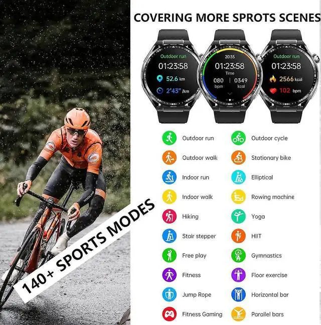 Alt view image 5 of 5 - Ecocleanpath Smart Watch Fitness Tracker for Men & Women, 1.55" HD, 140+ Modes, IP67 Waterproof