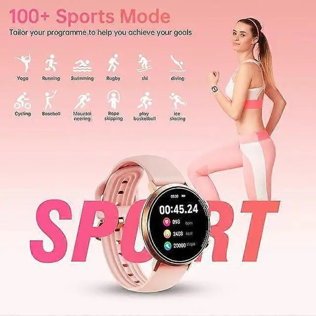 Alt view image 2 of 5 - Ecocleanpath 2024 Women's Android Smart Watch, 5ATM Waterproof, 100+ Modes, Heart Rate & Sleep Tracker