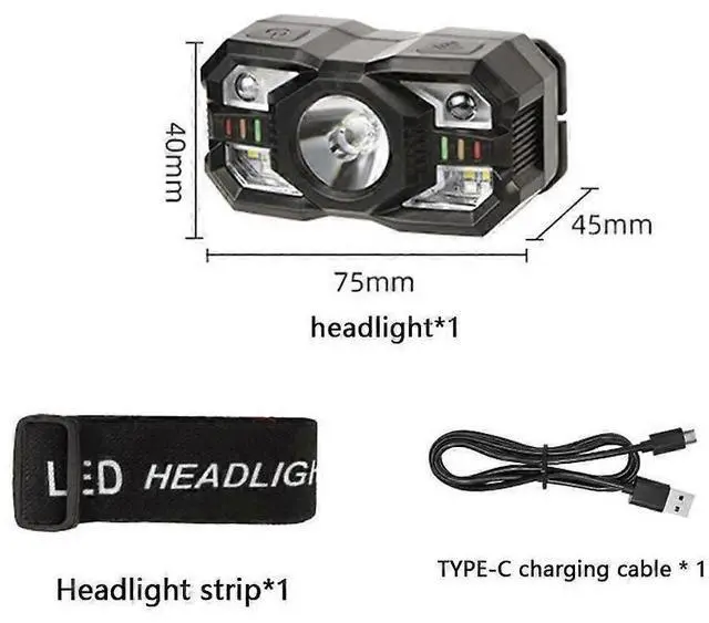 Alt view image 2 of 5 - Ecocleanpath 1200 Lumen Rechargeable Headlamp with Motion Sensor, White/Red LED Light, 10 Modes, IP65 Waterproof for Outdoor