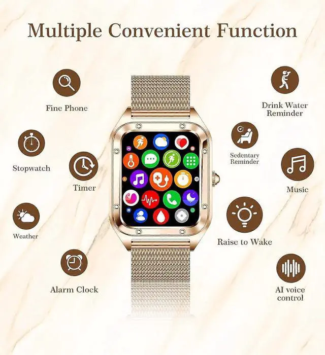 Alt view image 2 of 5 - Ecocleanpath Women's Smart Watch with Call Answering, 1.6" Display, 19 Sports Modes, IP67 Waterproof Fitness Tracker