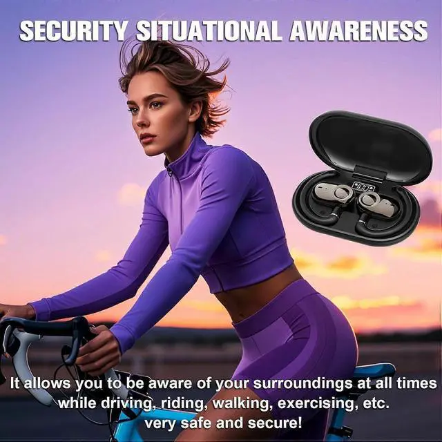 Alt view image 3 of 5 - Bluetooth 5.4 Open Ear Earbuds with Dual-Axis Adjustment, 5H Playback & IPX5 Waterproof (Black)