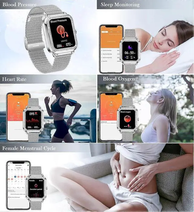 Alt view image 5 of 5 - Ecocleanpath Women's Fitness Smartwatch with Bluetooth Calls, Heart Rate Monitor, 19 Sports Modes & Custom Dial