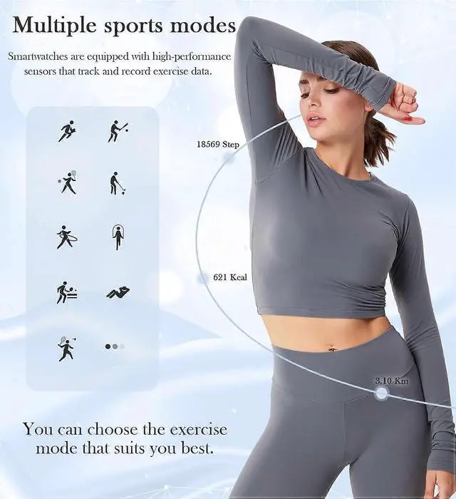 Alt view image 3 of 5 - Ecocleanpath Women's Fitness Smartwatch with Bluetooth Calls, Heart Rate Monitor, 19 Sports Modes & Custom Dial