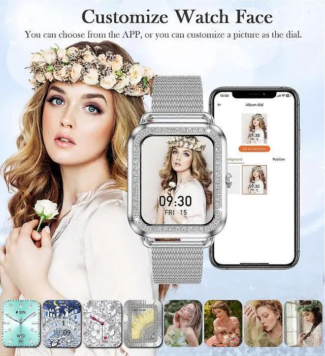 Alt view image 4 of 5 - Ecocleanpath Women's Fitness Smartwatch with Bluetooth Calls, Heart Rate Monitor, 19 Sports Modes & Custom Dial